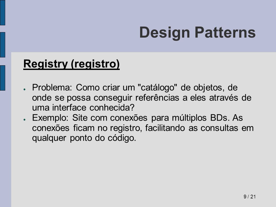 Design Patterns Registry (registro)