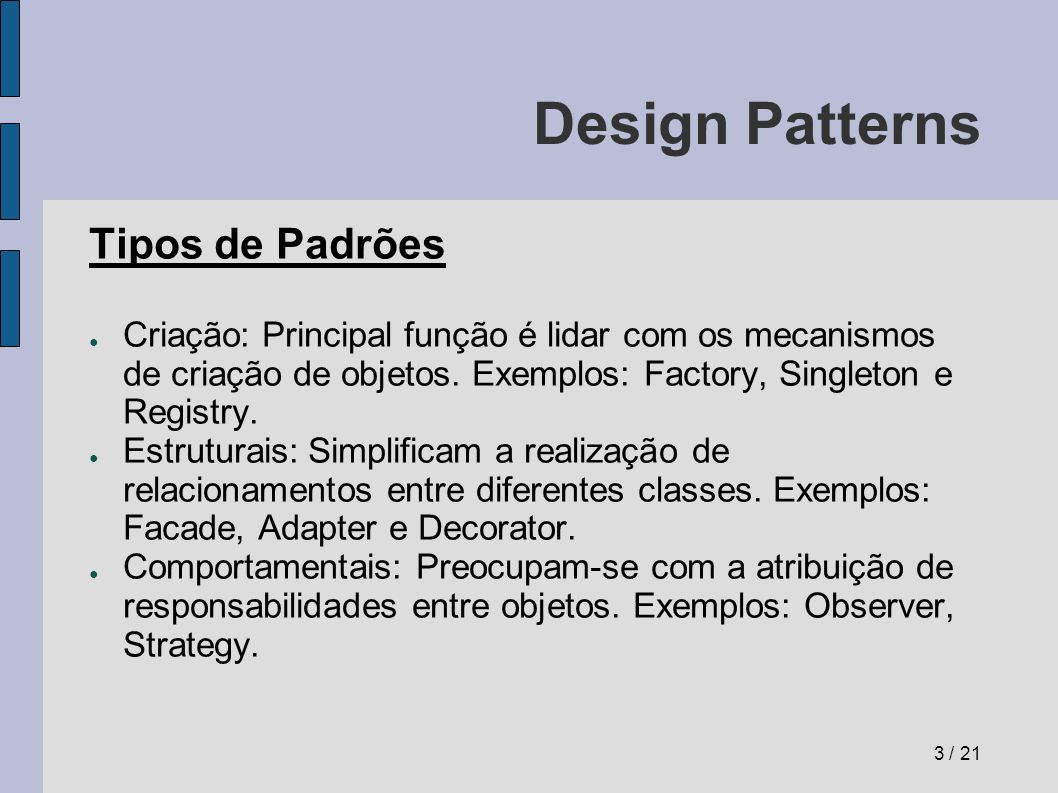 Design Patterns Tipos de Padrões
