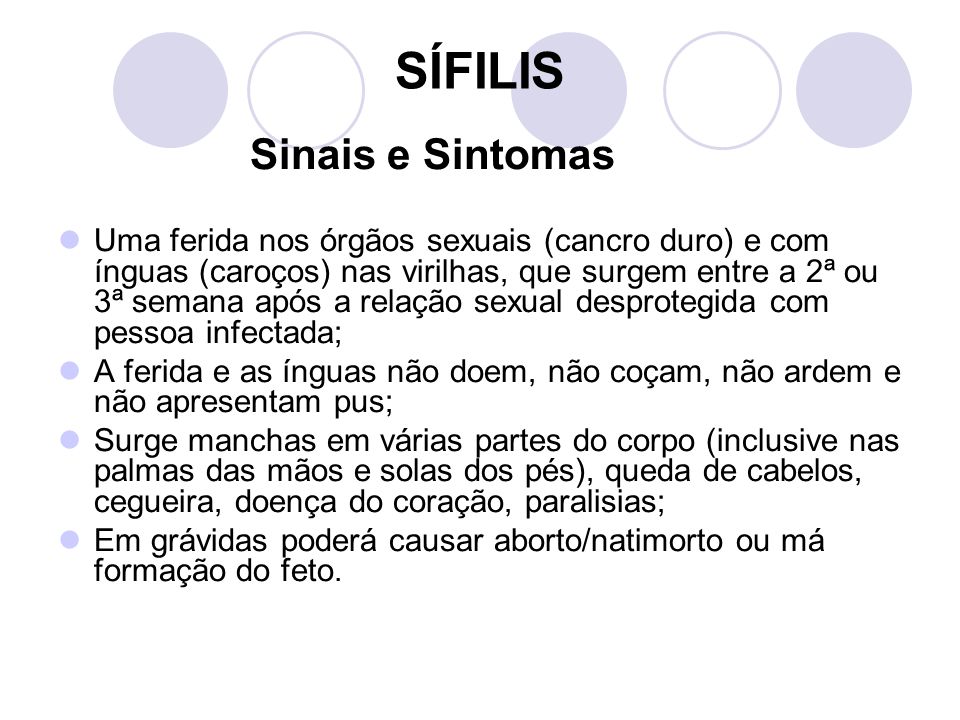 SÍFILIS Sinais e Sintomas