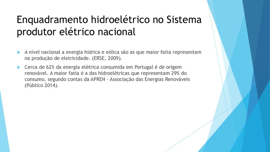 Enquadramento hidroelétrico no Sistema produtor elétrico nacional