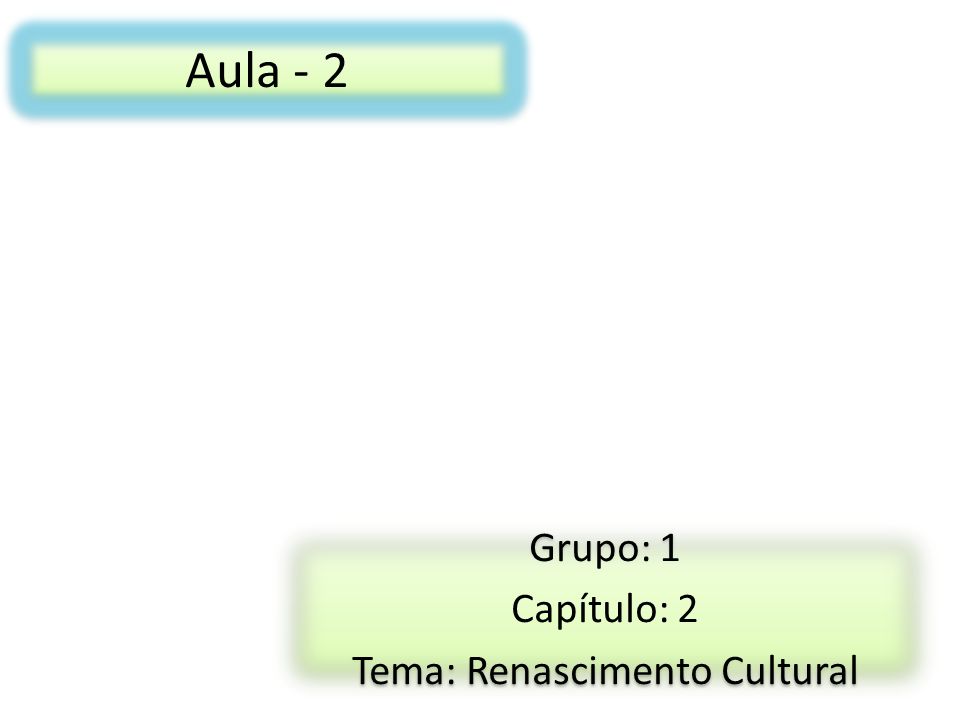 Grupo: 1 Capítulo: 2 Tema: Renascimento Cultural
