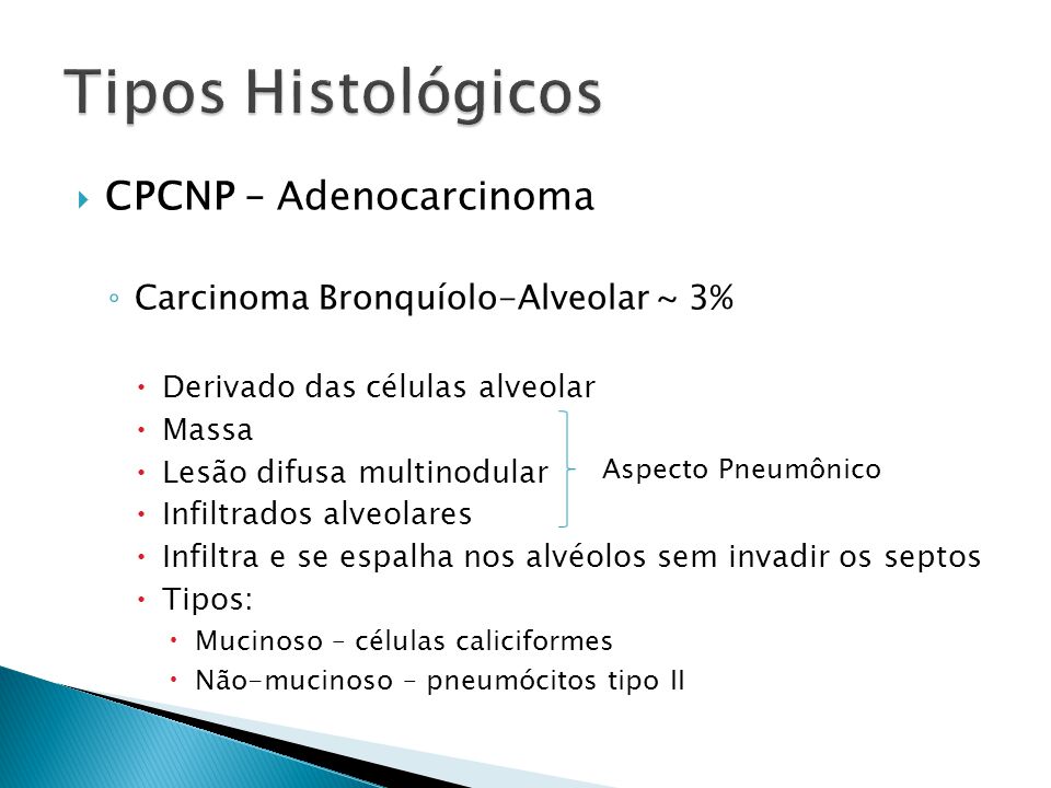 Tipos Histológicos CPCNP – Adenocarcinoma