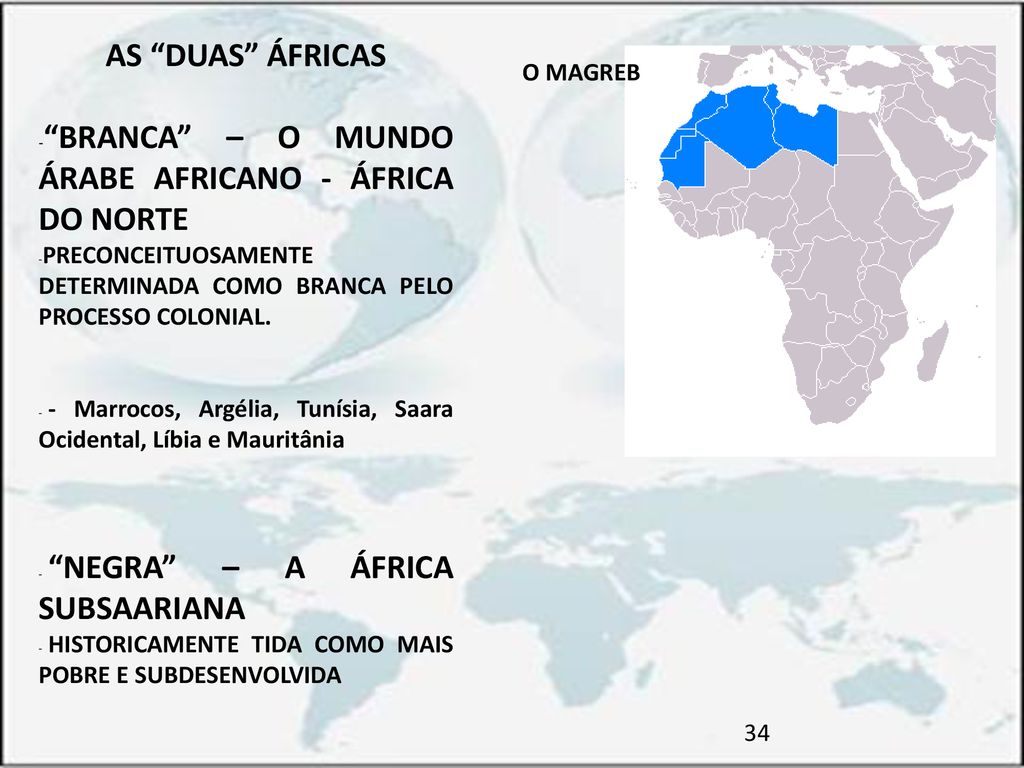 BRANCA – O MUNDO ÁRABE AFRICANO - ÁFRICA DO NORTE
