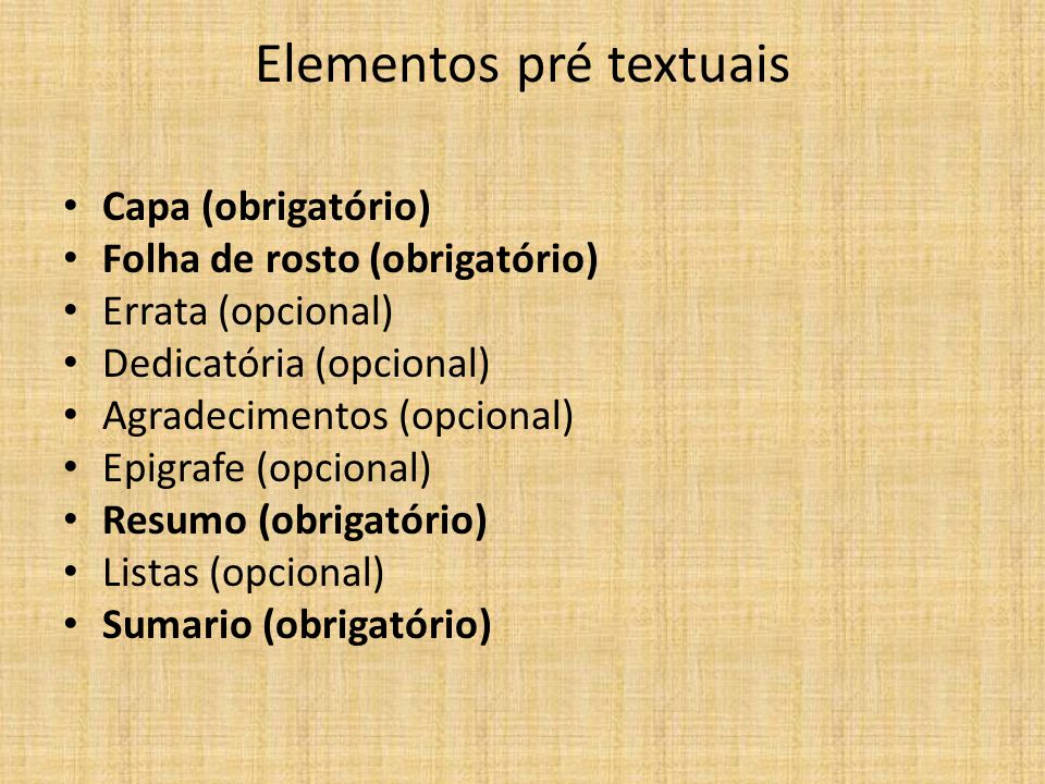 Elementos pré textuais