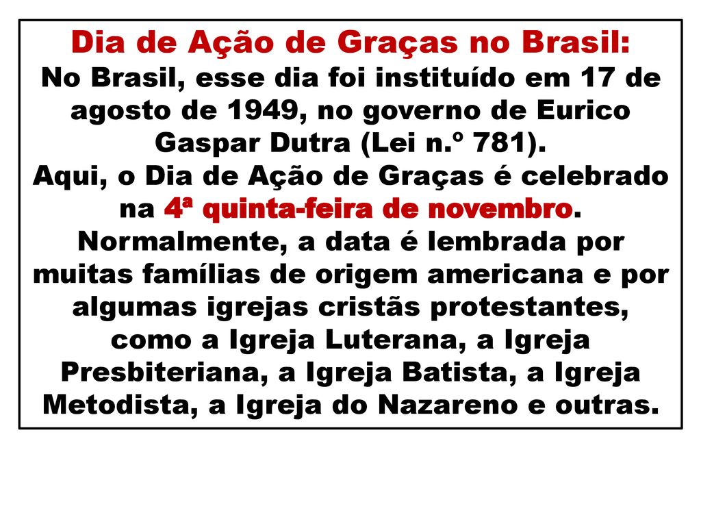 Dia de Ação de Graças no Brasil: