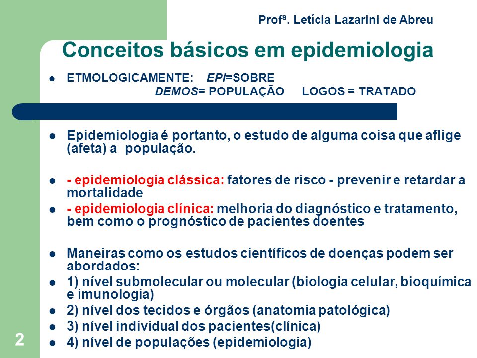 Conceitos básicos em epidemiologia