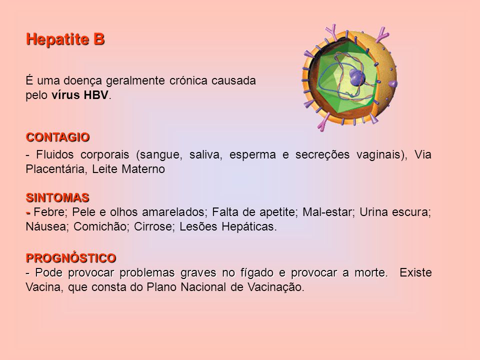 Hepatite B É uma doença geralmente crónica causada pelo vírus HBV.