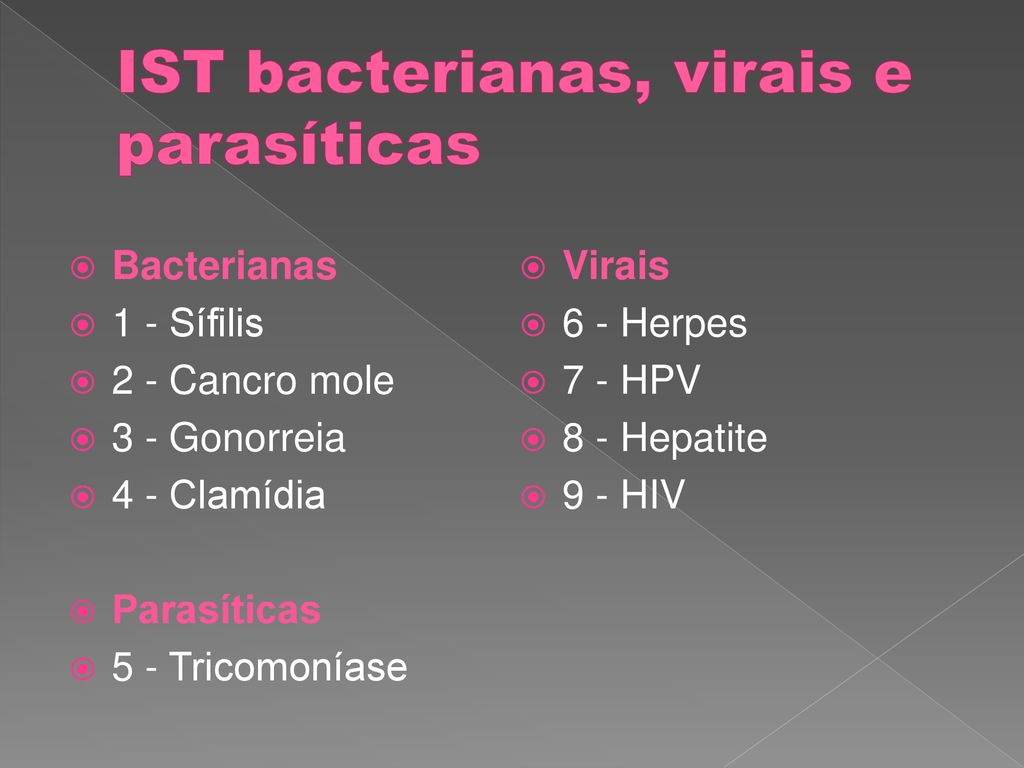 IST bacterianas, virais e parasíticas