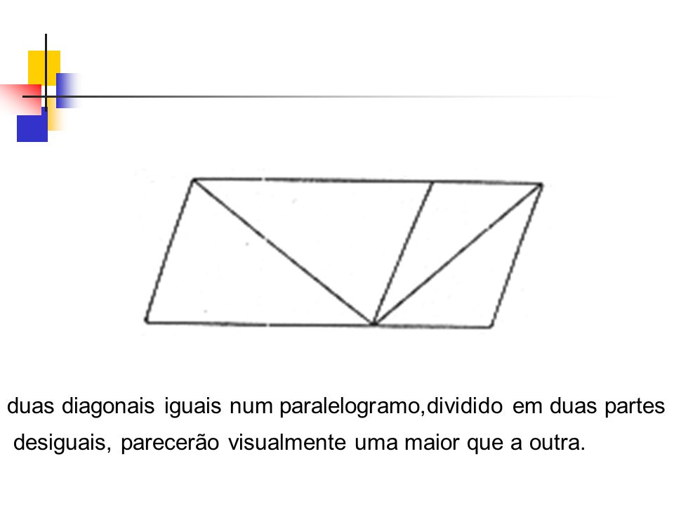 duas diagonais iguais num paralelogramo,dividido em duas partes