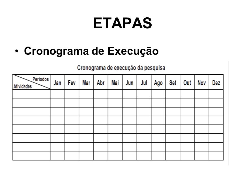 ETAPAS Cronograma de Execução