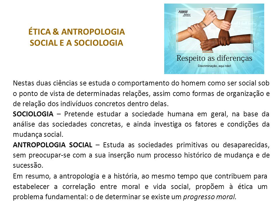 ÉTICA & ANTROPOLOGIA SOCIAL E A SOCIOLOGIA