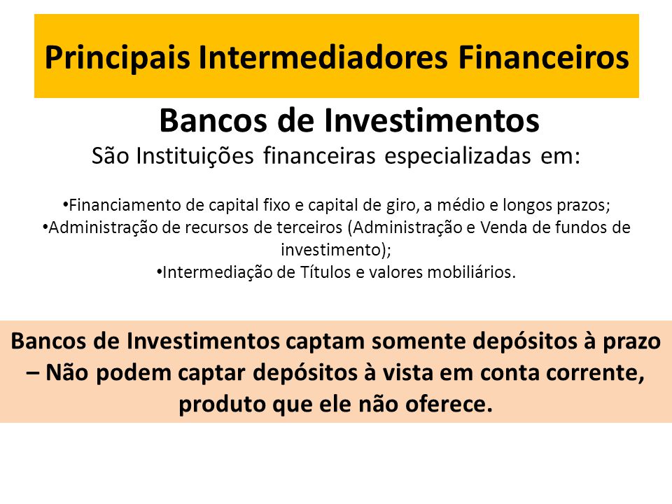 Principais Intermediadores Financeiros