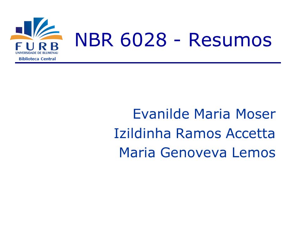NBR Resumos Evanilde Maria Moser Izildinha Ramos Accetta