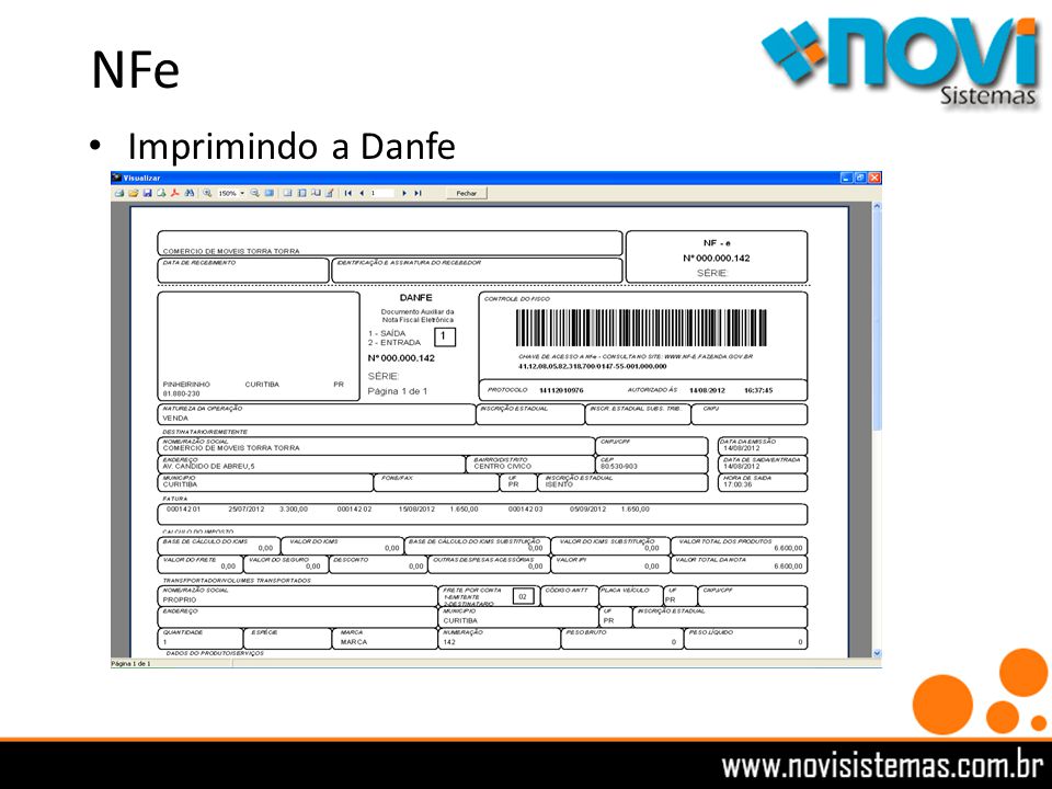 NFe Imprimindo a Danfe