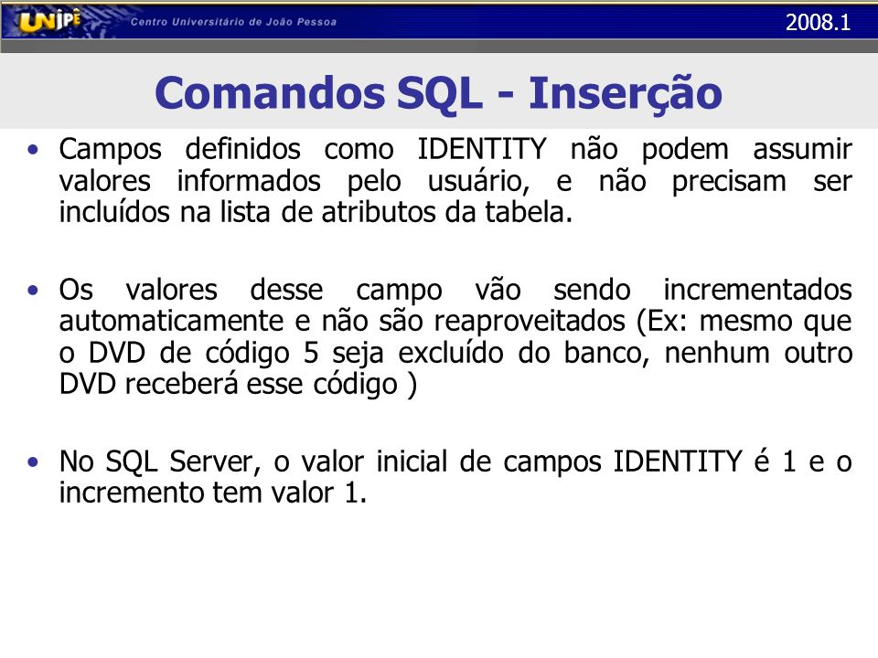 Comandos SQL - Inserção
