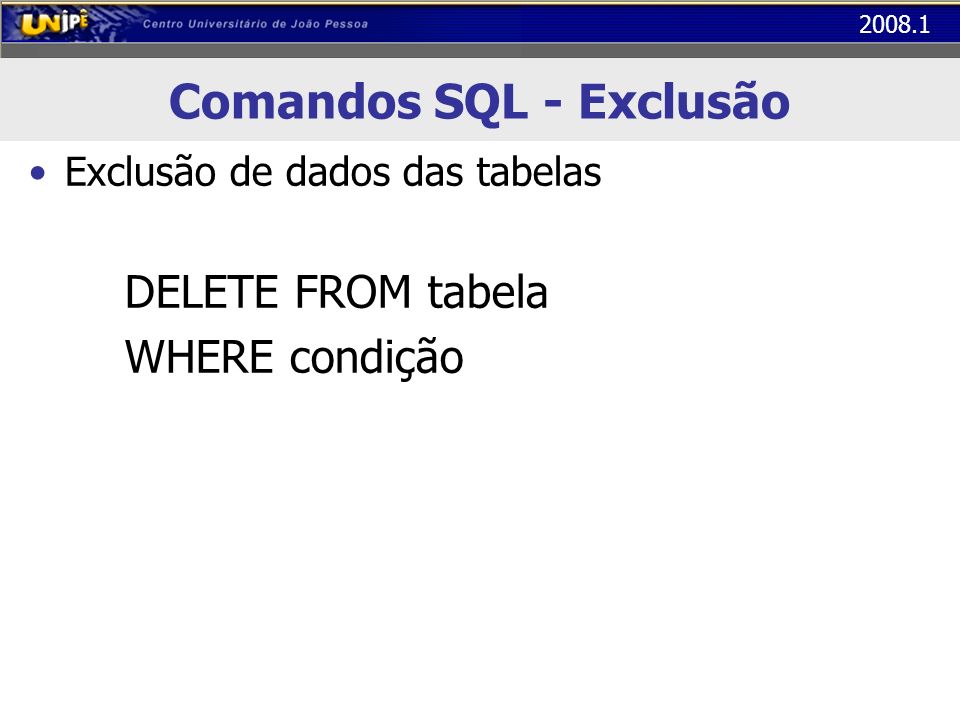 Comandos SQL - Exclusão