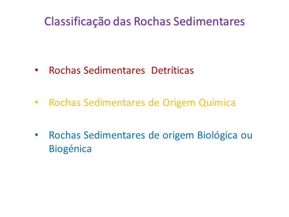 Classificação das Rochas Sedimentares