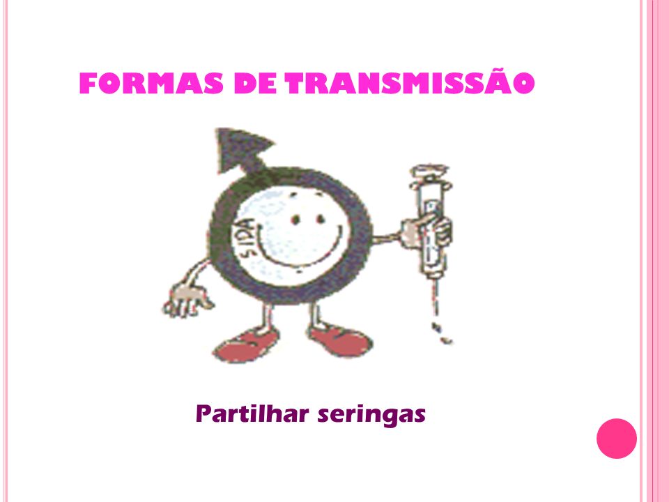 FORMAS DE TRANSMISSÃO Partilhar seringas