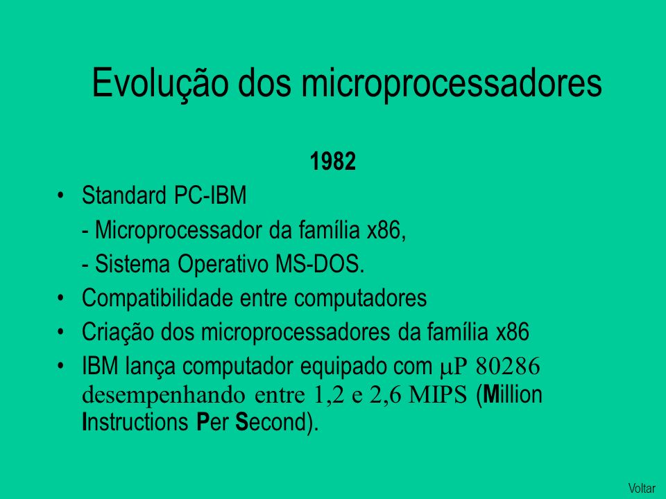 Evolução dos microprocessadores
