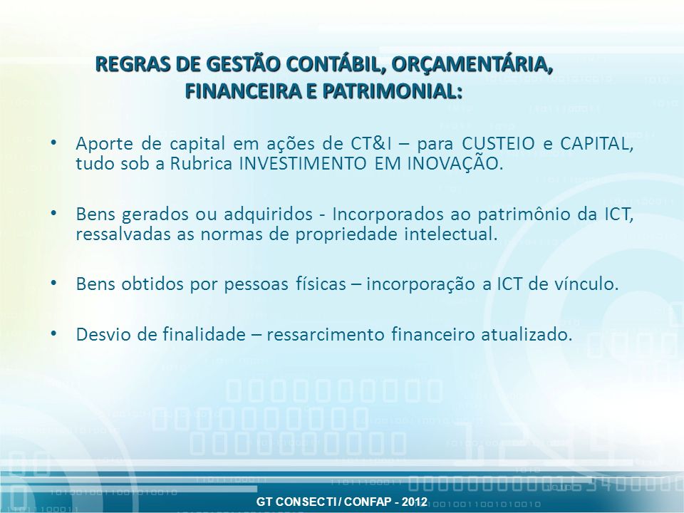 REGRAS DE GESTÃO CONTÁBIL, ORÇAMENTÁRIA, FINANCEIRA E PATRIMONIAL: