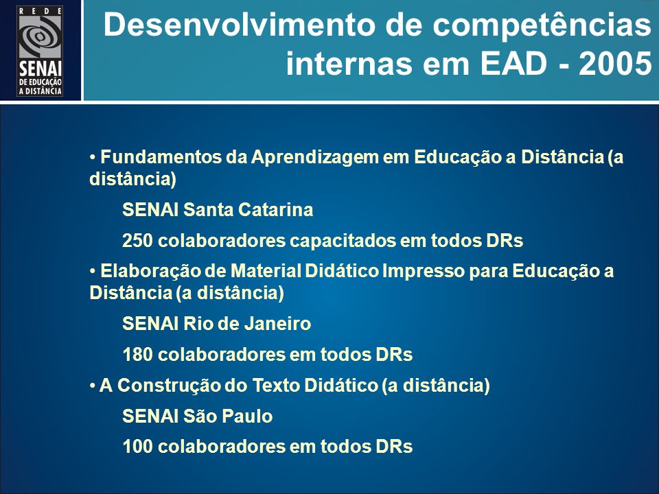 Desenvolvimento de competências internas em EAD
