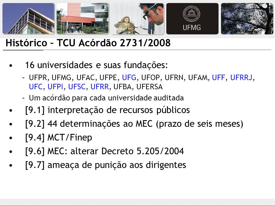 Histórico – TCU Acórdão 2731/2008
