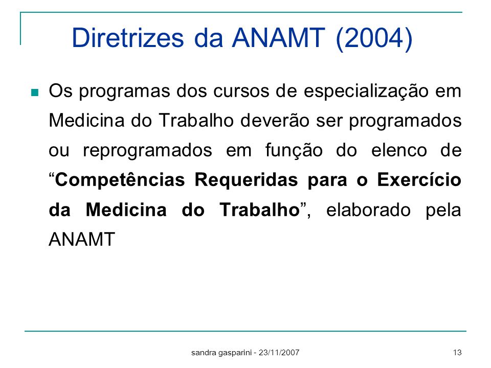 Diretrizes da ANAMT (2004)
