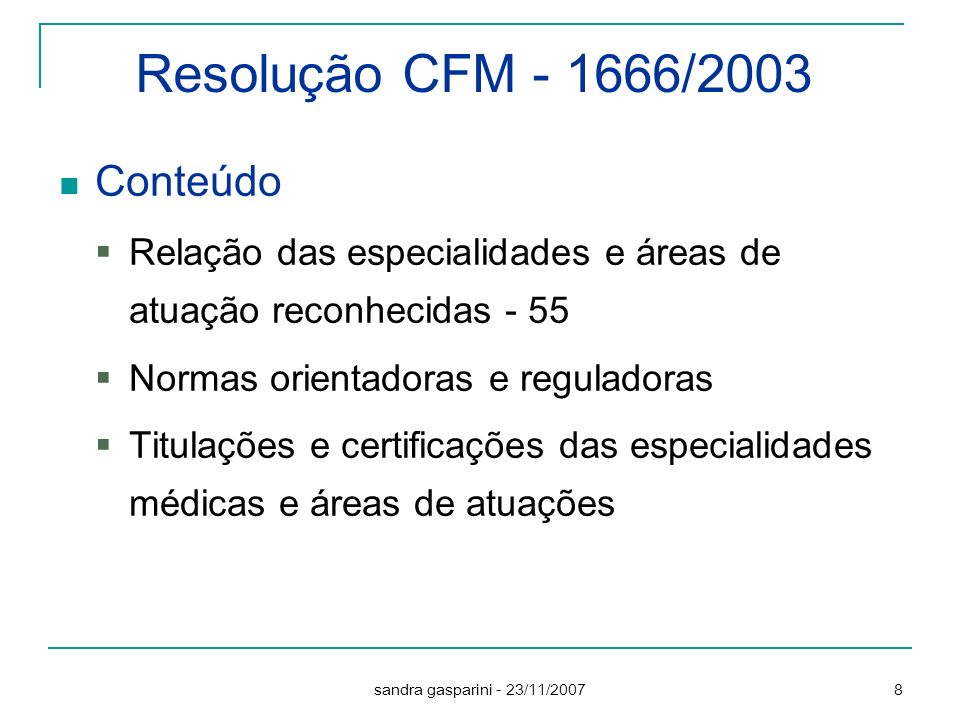 Resolução CFM /2003 Conteúdo