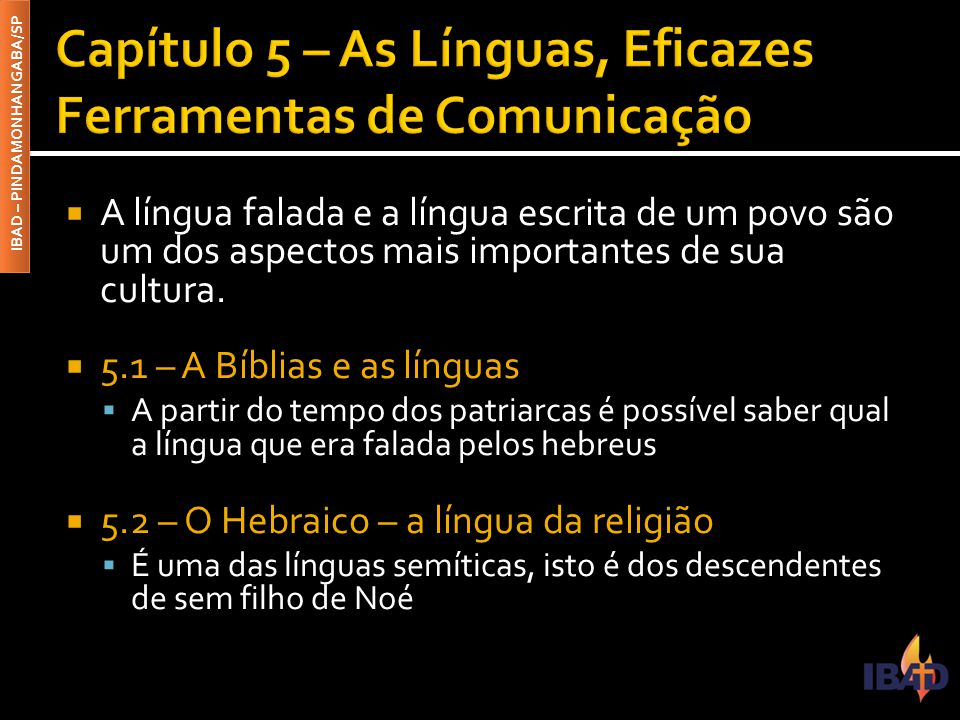 Capítulo 5 – As Línguas, Eficazes Ferramentas de Comunicação