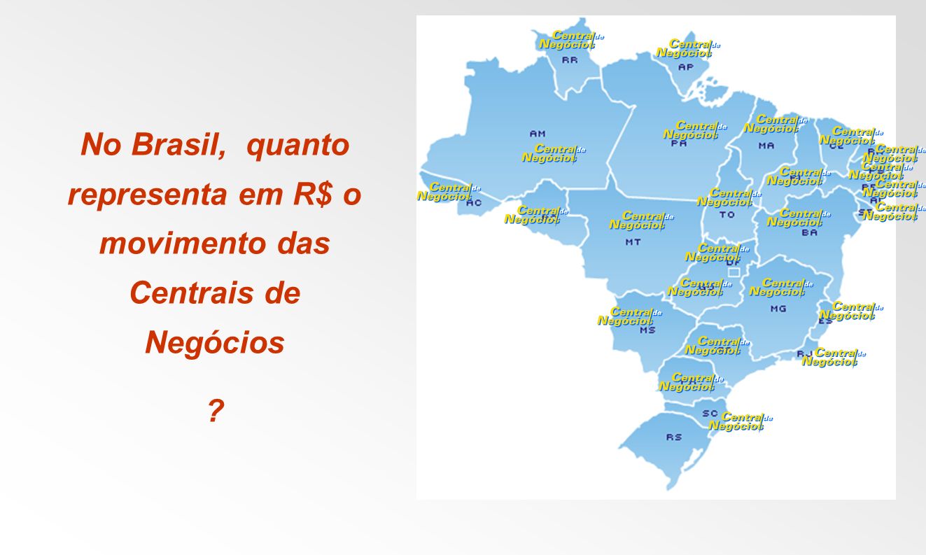 No Brasil, quanto representa em R$ o movimento das Centrais de Negócios