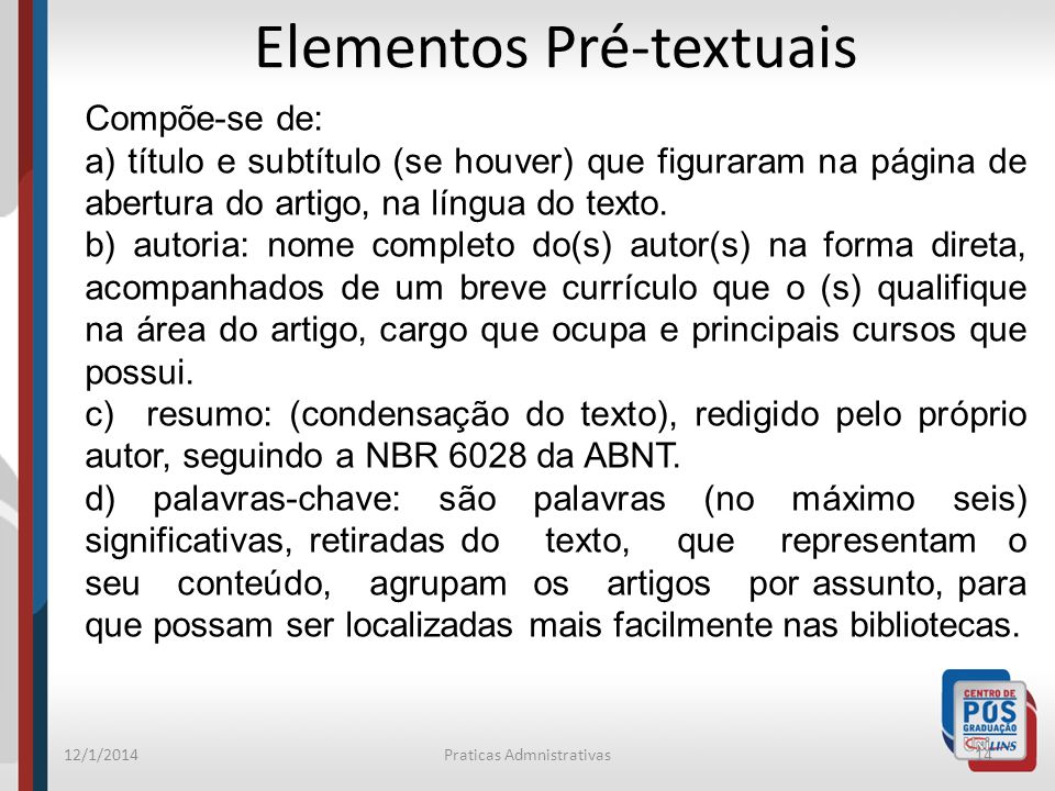 Elementos Pré-textuais
