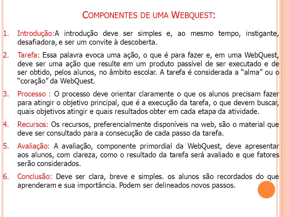 Componentes de uma Webquest:
