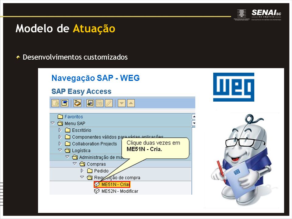 Modelo de Atuação Desenvolvimentos customizados Navegação SAP - WEG