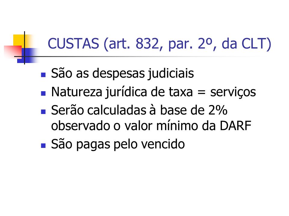 CUSTAS (art. 832, par. 2º, da CLT)