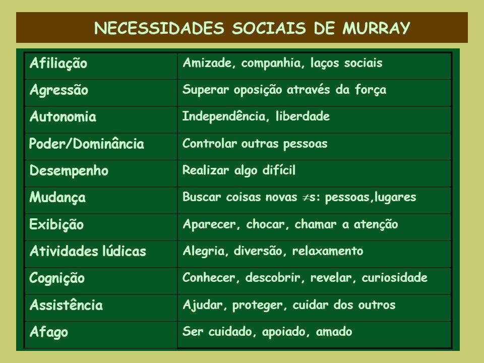 NECESSIDADES SOCIAIS DE MURRAY