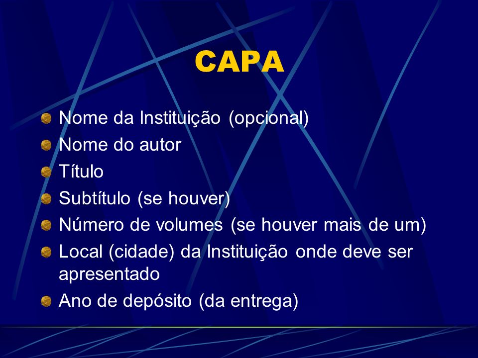 CAPA Nome da Instituição (opcional) Nome do autor Título