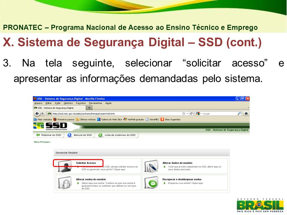 X. Sistema de Segurança Digital – SSD (cont.)