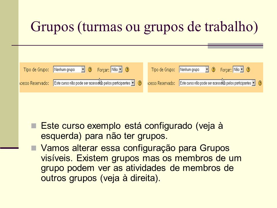 Grupos (turmas ou grupos de trabalho)