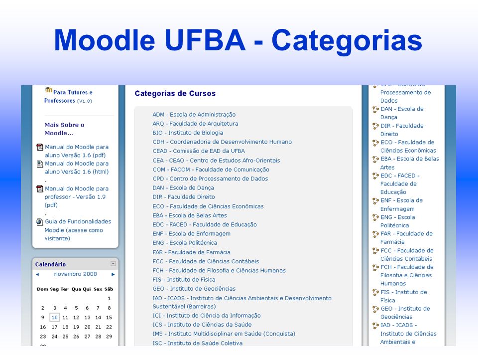 Moodle UFBA - Categorias