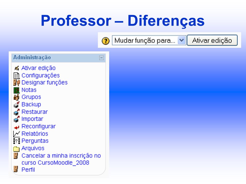 Professor – Diferenças