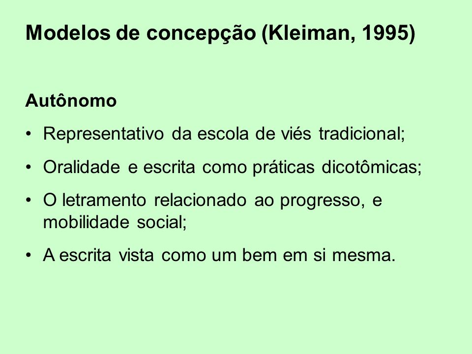 Modelos de concepção (Kleiman, 1995)