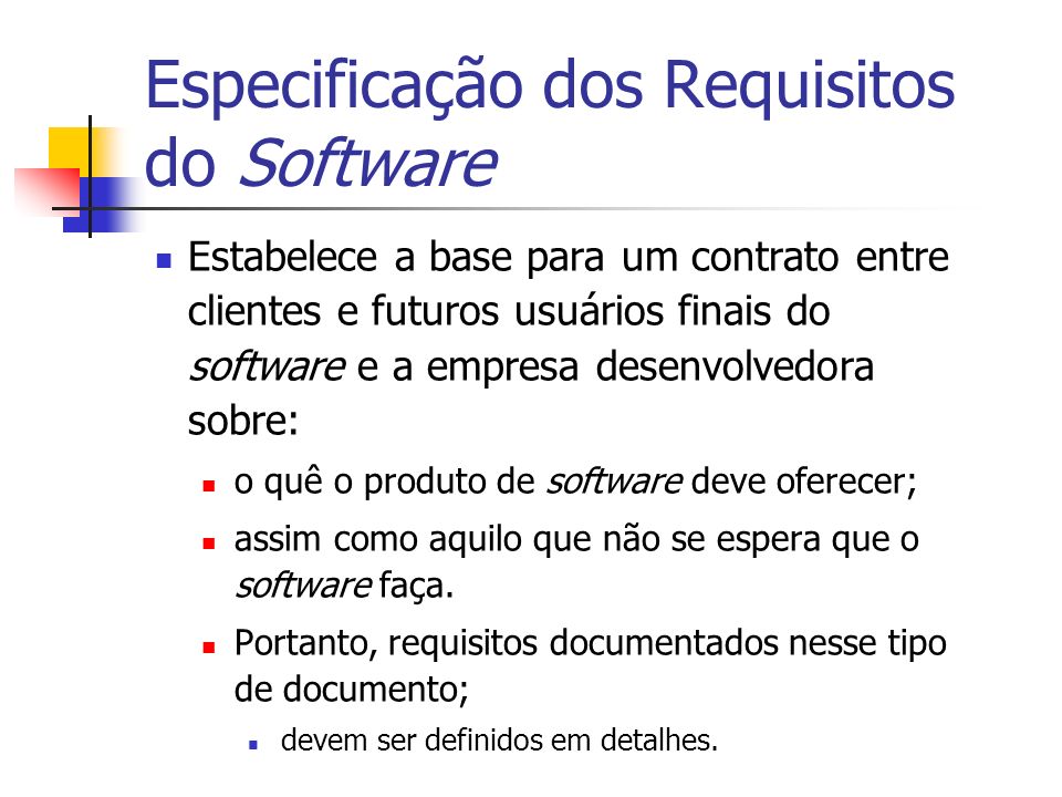 Especificação dos Requisitos do Software