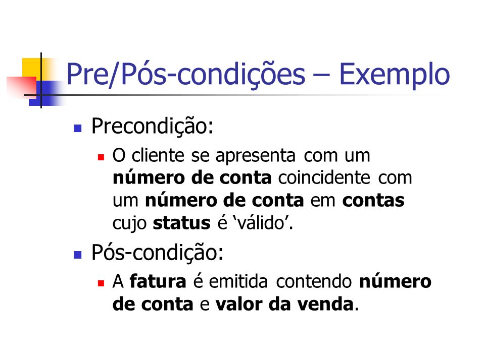 Pre/Pós-condições – Exemplo