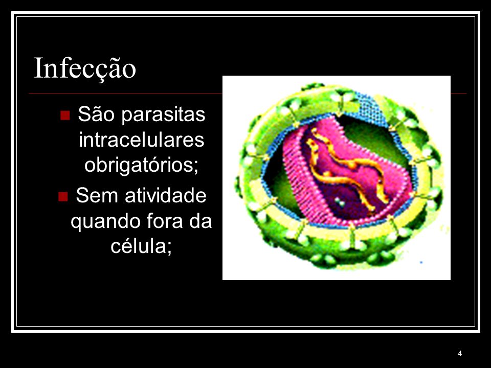 Infecção São parasitas intracelulares obrigatórios;