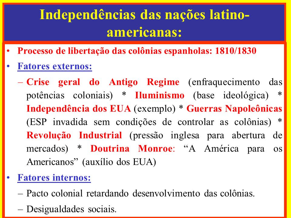 Independências das nações latino-americanas: