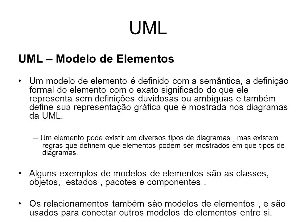 UML UML – Modelo de Elementos