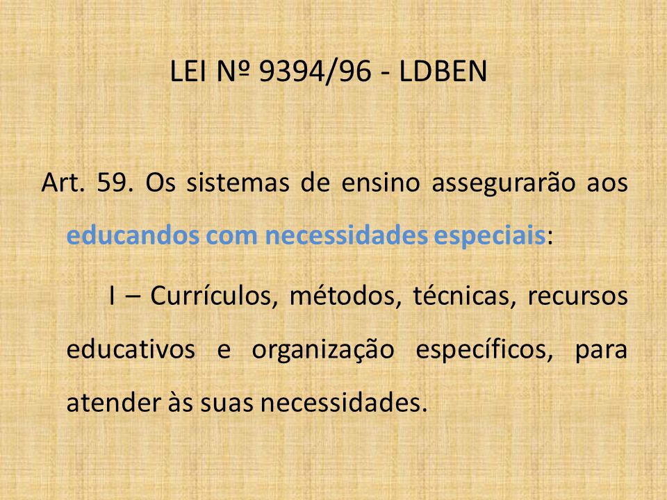 LEI Nº 9394/96 - LDBEN