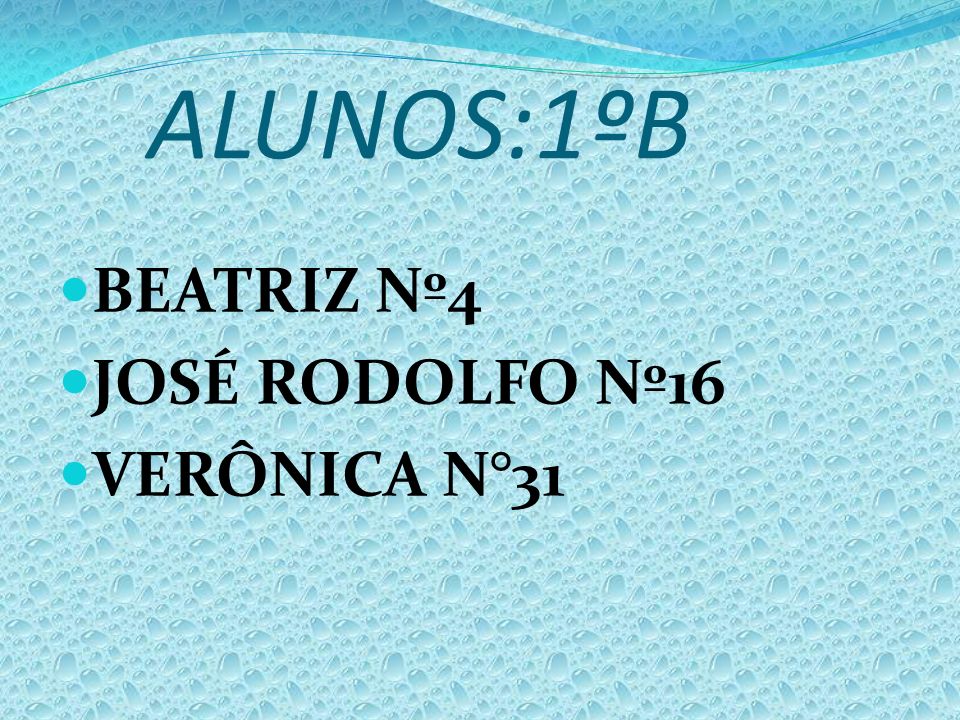 ALUNOS:1ºB BEATRIZ Nº4 JOSÉ RODOLFO Nº16 VERÔNICA N°31