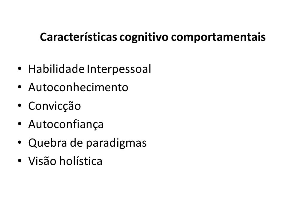 Características cognitivo comportamentais