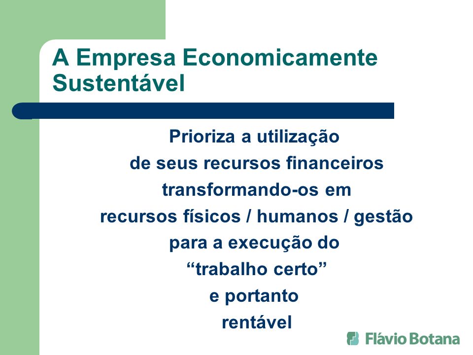 A Empresa Economicamente Sustentável